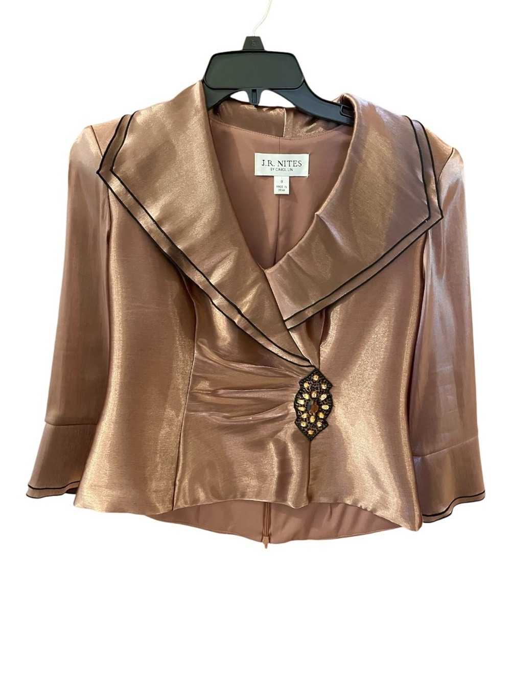 NWT J. R. Nites by Carol Lin Bronze Metallic Formal Evening Jacket Blazer Size 8